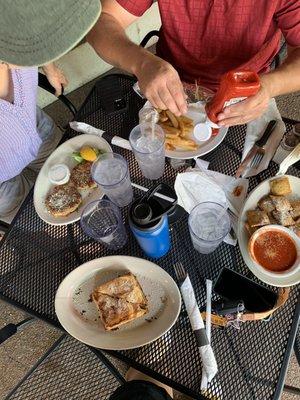 Crab cakes, Gyro Sandwich, Spinach Pie, Toasted Ravioli