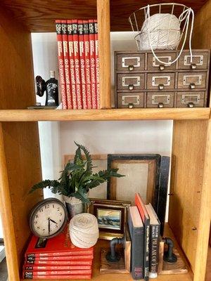 Adorably decorated shelving