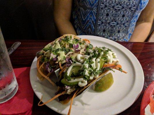 Jake's tacos, one fish taco and one Portobello. Both delicious!