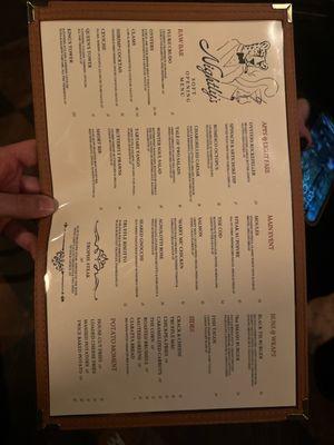 Dinner menu