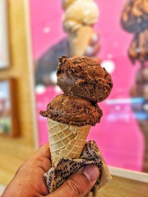 Dark chocolate waffle cone