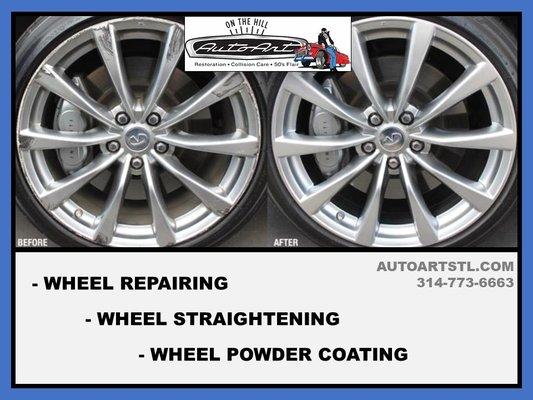 Wheel Repairing, Wheel Straightening and Wheel Powder Coating.... we can help!