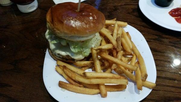 Burger combo with pepper jack cheese