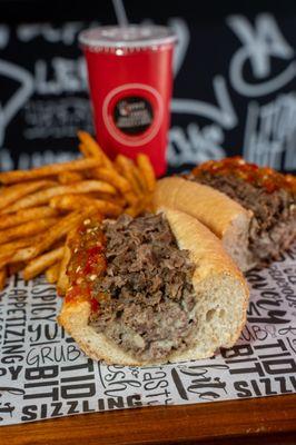 Lefty's famous cheesesteak with spicy cherry peppers