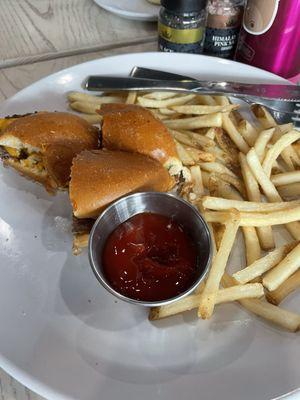 Kids burger and fries.