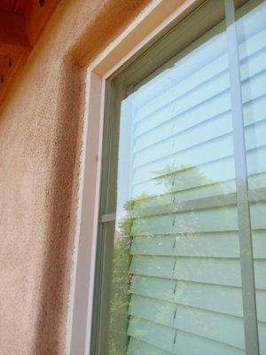 Window sealed around frame to keep out water leaks