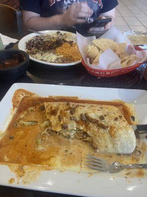 California burrito  and the Alambre. Delicious!