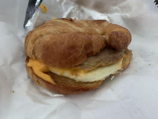 Sausage egg and cheese croissant