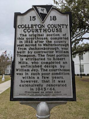 Colleton County Courthouse Marker, Walterboro SC