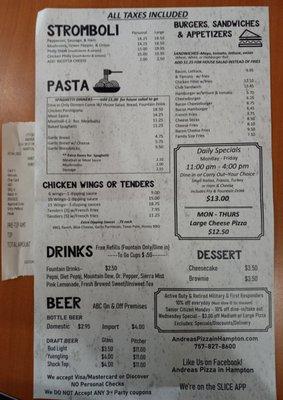 Menu back