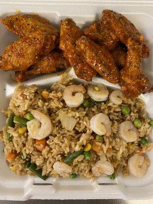 Shrimp Fried Rice with 10 Piece hot lemon pepper