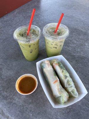 Salad rolls, Thai tea