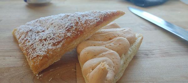 Seasonal cream puff special for October and November. Pumpkin pie.