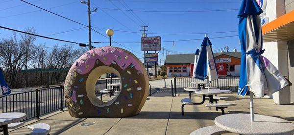 Giant donut on the patio