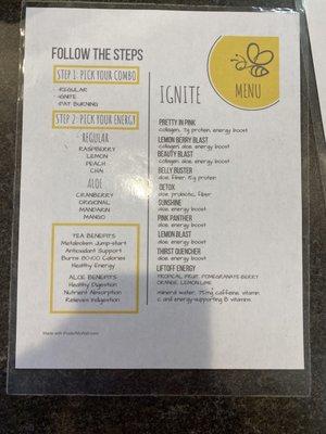 Menu continued