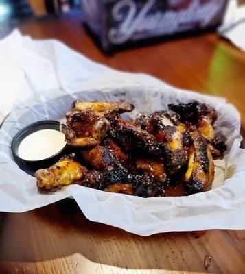 Grilled Sweet Thai Chili chicken wings with bleu cheese dip