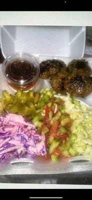 Kabob plate with salads