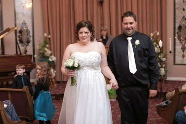 She took all the beading and lace back to take the dress in. She did an amazing job!