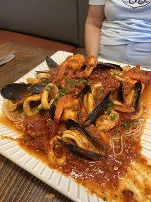 Seafood marinara with Angel hair pasta