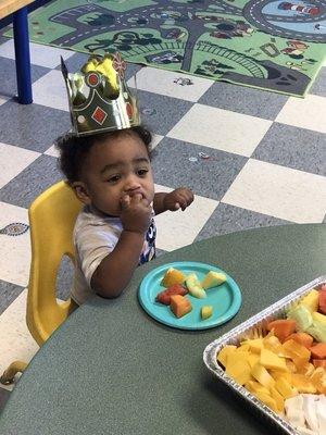 My son celebrating his first birthday at Notre Dame