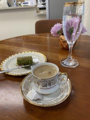 Turkish coffee with Baklava