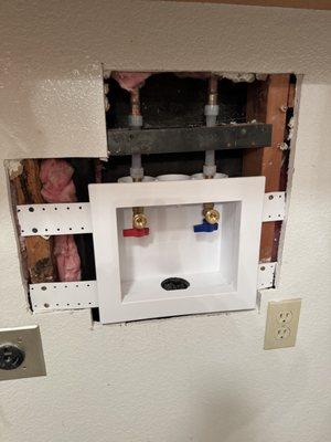 Plumbing for washing machine.