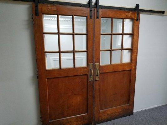 Installed antique doors