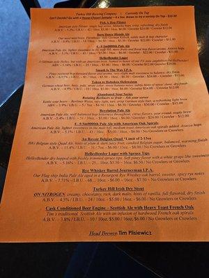 Nice beer list