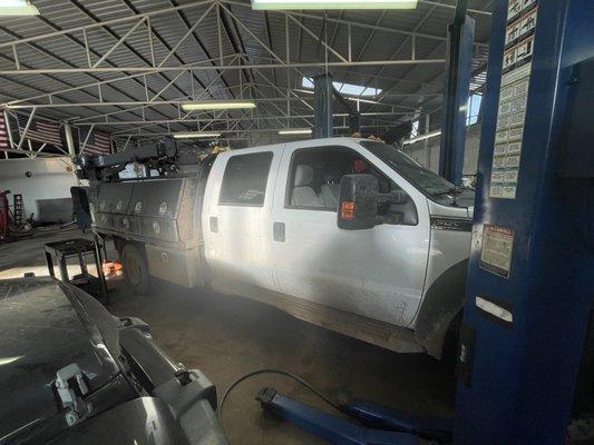 This F-550 needed a new transmission, brakes, and rear differential work done.