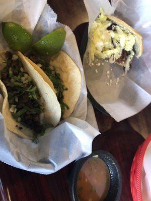 Steak taco and gordita