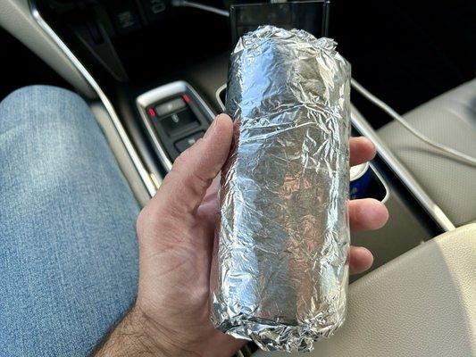 Big hands. Super burrito.