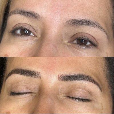 Before and after combo brows