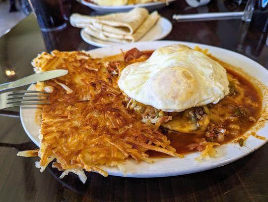 Carne adovada breakfast enchiladas - Christmas. Just plain delicious.