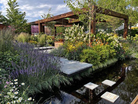 Floral display with water element--Phila. Flower Show