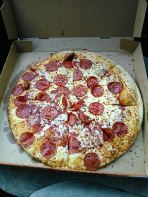 Hot n Ready pepperoni pizza.