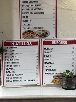 platillos menu