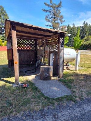 Propane dispenser, able to fill anything from small tanks to rv installed tanks