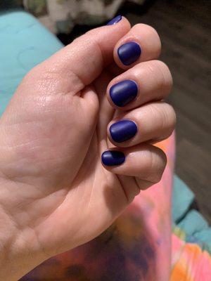 navy blue matte gel manicure