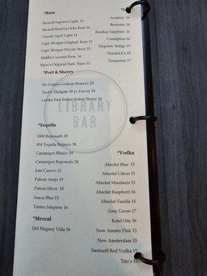 Drink menu