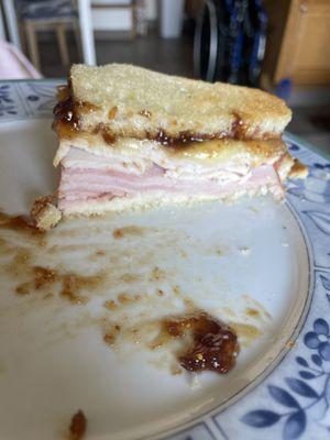 This photo is the French sandwich- ham, turkey, Brie and fig spread.  Absolutely delicious!!!