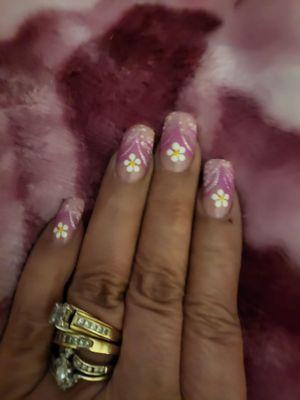 My nails by Kim she always dose a great job well worth every penny I spend in the last three years I have never been dissatisfied.