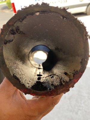 The culprit- original contractor glue bled through pipe causing clog -probably for years