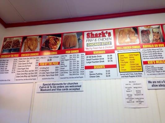 Menu on wall