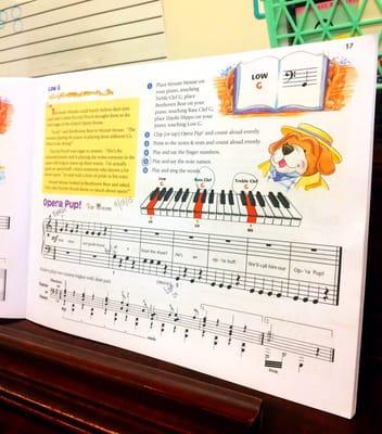 Teaching new notes from Alfred's "Little Mozarts" Book