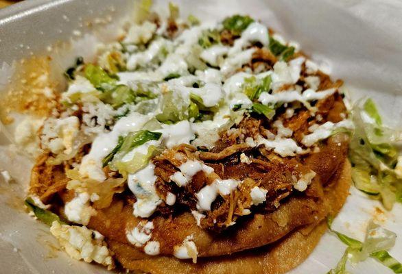 Tinga chicken tostada