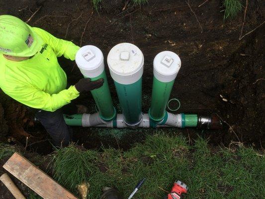 Sewer backflow valve and duel sewer clean-out installation