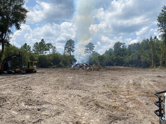 Burning debris after clearing house lot