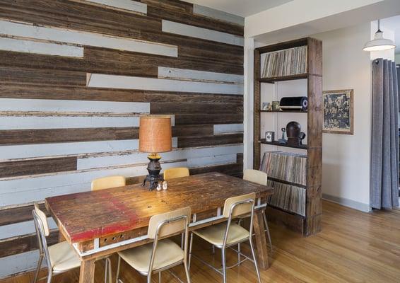 Reclaimed wood wall paneling