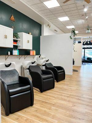 The best area in the salon. This is where you get to lay back, relax and get a nice scalp massage.