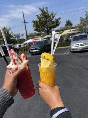 Raspado de fresa con lechera & raspado de piña